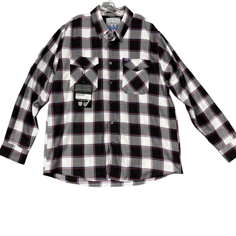 Dixxon Flannel Shirt‎ Mens 2XL Black Gray Red Boat Tail JLHD Plaid